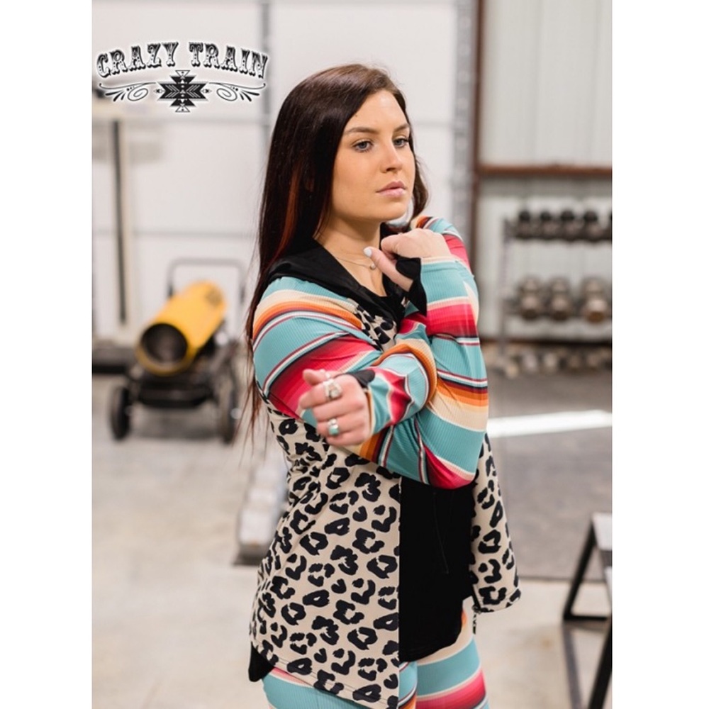 Crazy Train Leopard & Serape print Hoodie - Picture 5 of 7